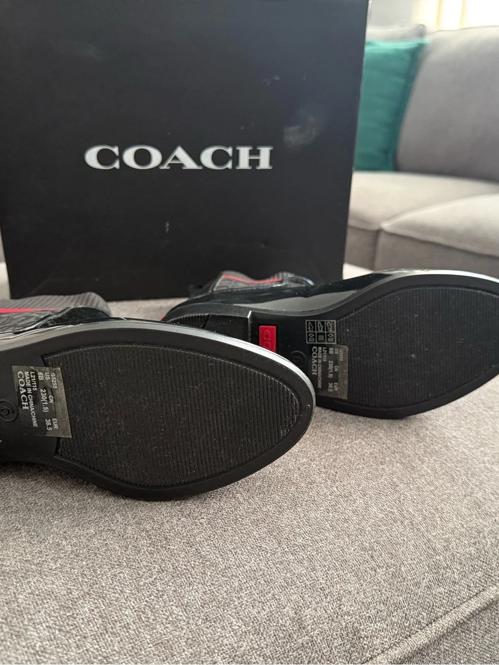 COACH Waterproof Signature Rain Booties Black Size 6 NWT